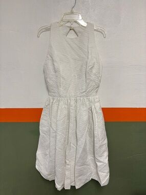 Vintage White Textured Sleeveless Fit & Flare Dress